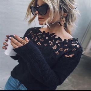 Vici Black Sweater Lace Detailing